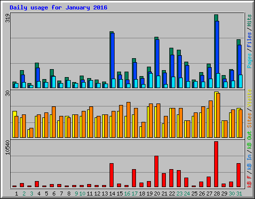 Daily usage for January 2016