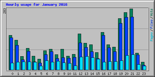 Hourly usage for January 2016