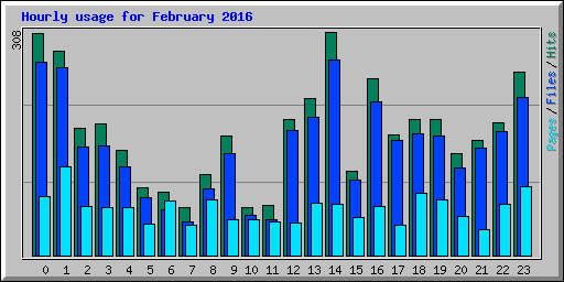 Hourly usage for February 2016