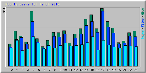Hourly usage for March 2016
