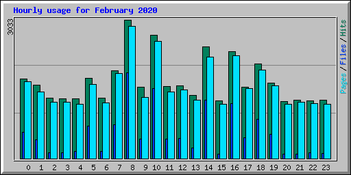 Hourly usage for February 2020